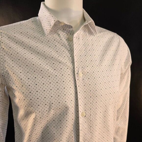 Calvin Klein CK Logo Print Pattern Boys Shirt Sz 20 Slim Fit Stretch Button Up - Picture 2 of 9